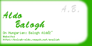 aldo balogh business card